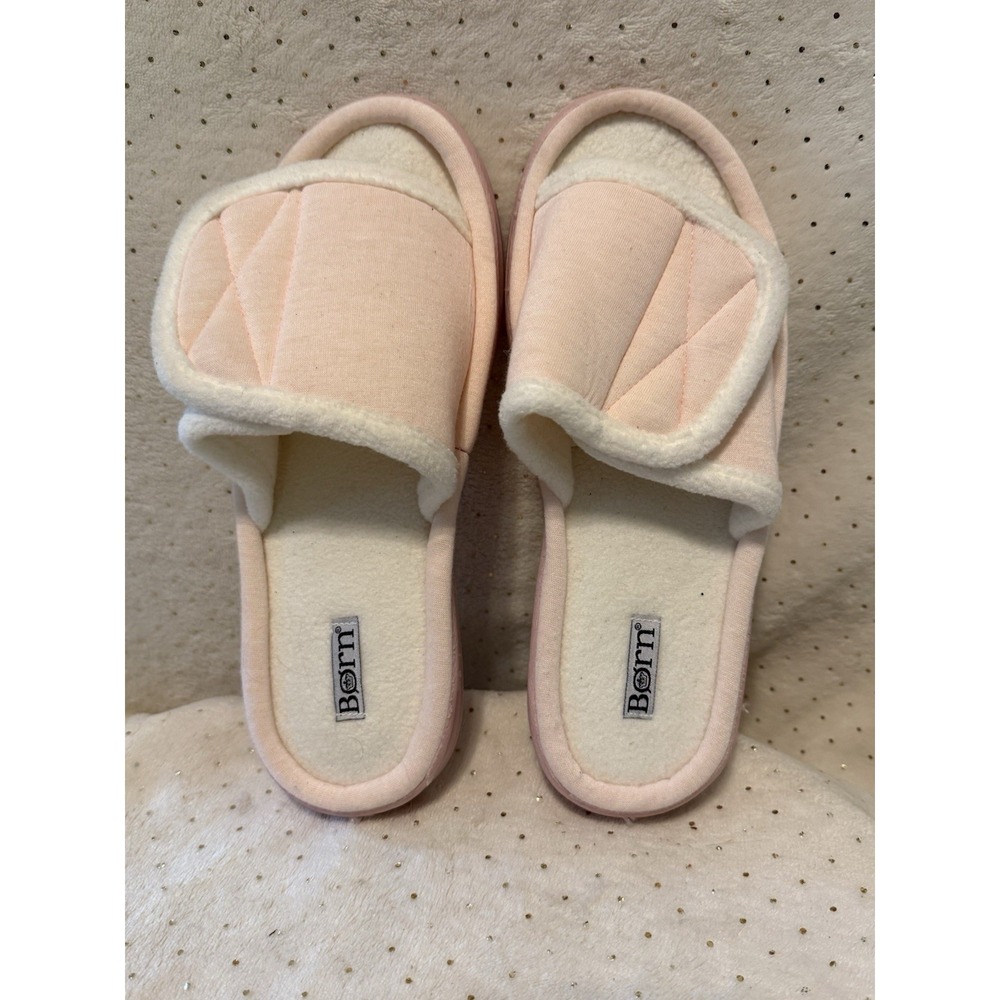 BORN Mule Slippers Cotton Candy Pink Adjustable Straps Size 9-10 Open Toe